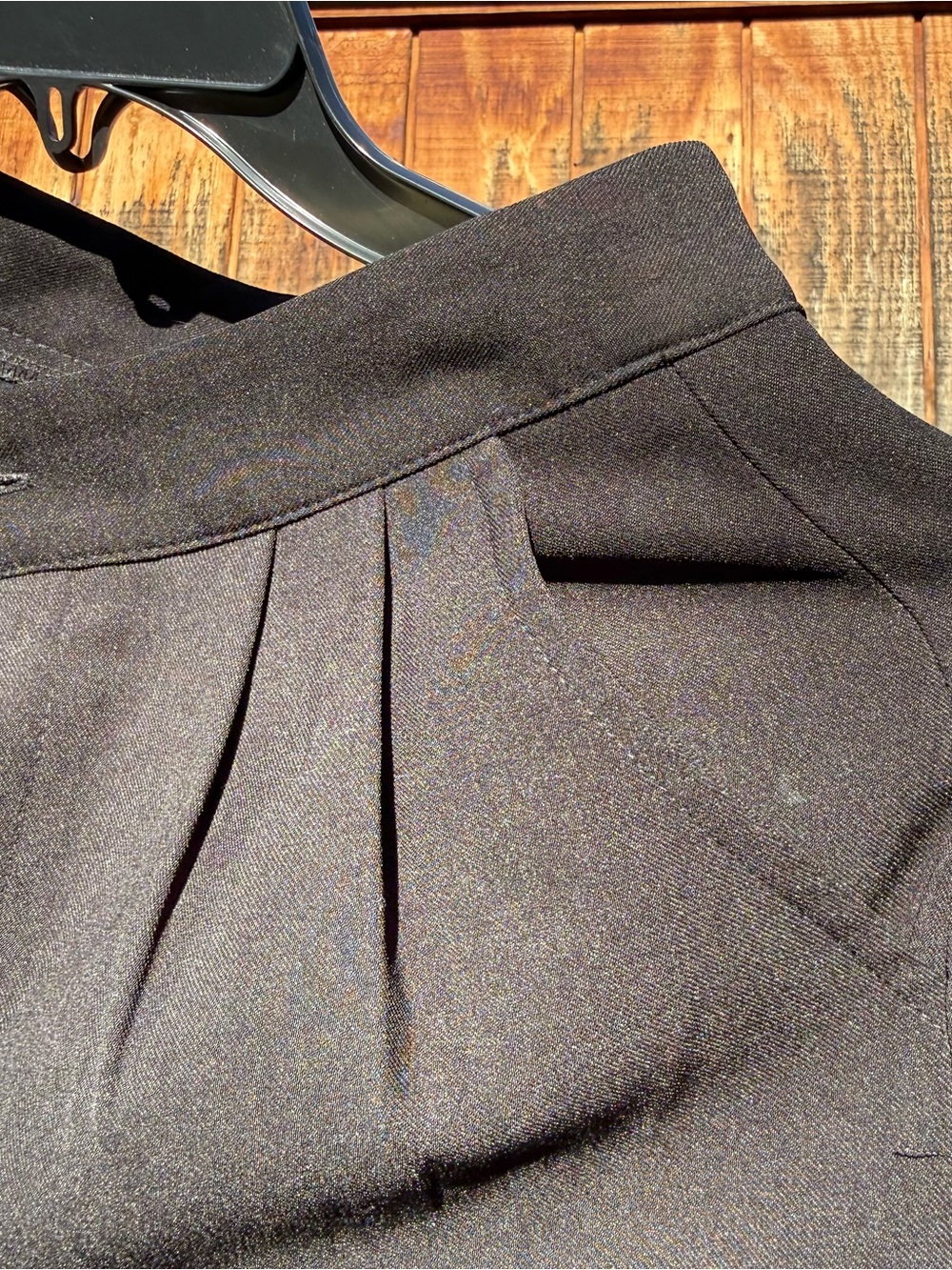 Classic Pleated Black Straight-Leg Trouser Dress Pants - Picture 3 of 7